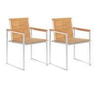 Vidaxl Chaises De Jardin Avec Coussins 2 Pcs Teck Solide Et Acier