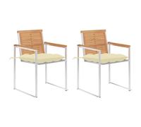 Vidaxl Chaises De Jardin Avec Coussins 2 Pcs Teck Solide Et Acier