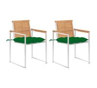 Vidaxl Chaises De Jardin Avec Coussins 2 Pcs Teck Solide Et Acier