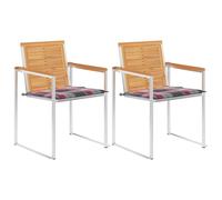 Vidaxl Chaises De Jardin Avec Coussins 2 Pcs Teck Solide Et Acier