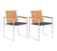 Vidaxl Chaises De Jardin Avec Coussins 2 Pcs Teck Solide Et Acier