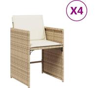 vidaXL Chaises de jardin avec coussins 4 pcs. Beige Poly Rattan
