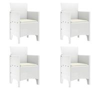 vidaXL Chaises de Jardin avec Coussins 4 pcs Blanc Poly Rattan