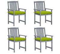 4x Chaises de Jardin avec Coussins Gris Bois d'Acacia Massif Extérieur vidaXL