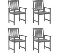 Vidaxl Chaises De Jardin Et Coussins Lot De 4 Gris Bois Acacia Massif