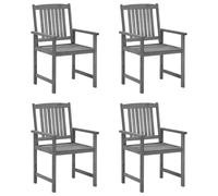 4x Chaises de Jardin avec Coussins Sièges de Patio Chaises de Terrasse Sièges d'Extérieur Chaises de Plage Camping Gris Bois d'Acacia Massif