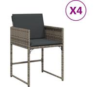 vidaXL Chaises de jardin avec coussins 4 pcs. Gris Poly Rattan