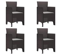 vidaXL Lot de 4 chaises de jardin contemporaines et élégantes - En plastique durable avec coussins gris clair - Parfait pour le jardin, le balcon et la terrasse - Design résistant aux intempéries