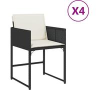 vidaXL Chaises de jardin avec coussins 4 pcs. noir poly rotin