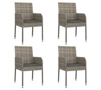 Vidaxl Chaises De Jardin Avec Coussins 4 Pcs Résine Tressée Gris