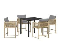 vidaXL Chaises de Jardin avec Coussins - 4 pièces en Poly rotin Beige, Confort pour Un Coin Repas en Plein air, Meuble Moderne pour terrasse, Balcon, al Fresco ou Jardin Minimaliste.