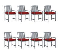 vidaXL Lot de 8 Chaises de Jardin avec Coussins, Sièges de Terrasse, Chaises de Salle à Manger, Meubles de Patio Extérieur, Bois Acacia Solide Gris 3078255