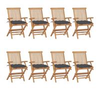 Vidaxl Chaises De Jardin Avec Coussins Anthracite 8 Pcs Teck Massif