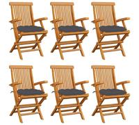 Vidaxl Chaises De Jardin Avec Coussins Anthracite Lot De 6 Bois Teck