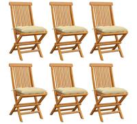Lot de 8 Chaises de Jardin avec Coussins Sièges Vert Bois de Teck Massif vidaXL