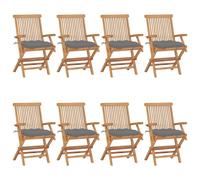 Lot de 8 Chaises de Jardin avec Coussins Sièges Vert Bois Teck Massif vidaXL