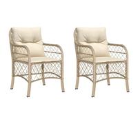 vidaXL Chaises de jardin Lot de 2 (365156) Résine tressée avec coussins Beige