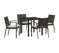 Vidaxl Ensemble De Salle À Manger De Jardin 5 Pièces Avec Coussins En Poly Rotin Marron