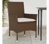 vidaXL Chaises de jardin Lot de 2 – Résine tressée marron avec coussins et accoudoirs
