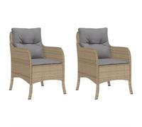 Chaises de jardin avec coussins lot de 2 mélange beige rotin365149