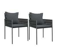 vidaXL Chaises de Jardin avec Coussins Lot de 2 Noir 54x61x83 cm rotin, siège de Jardin, Chaise de Patio, Chaise de Balcon, Chaise d'extérieur