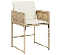 vidaXL Chaises de Jardin avec Coussins Lot de 4 Beige résine tressée
