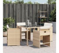 vidaXL Chaises de Jardin avec Coussins Lot de 4 Beige résine tressée