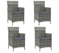 vidaXL Chaises de jardin avec coussins – Lot de 4 Résine tressée Gris