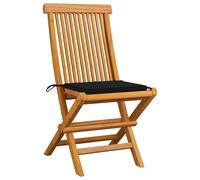 Vidaxl Chaises De Jardin Et Coussins Noir Lot De 4 Bois De Teck Massif Noir