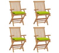 Lot de 8 Chaises de Jardin avec Coussins Sièges Vert Bois Teck Massif vidaXL