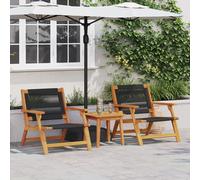 Vidaxl Chaises De Jardin Avec Table 3 Pcs Noir Bois Massif Acacia