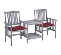 Vidaxl Chaises De Jardin Avec Table À Thé Et Coussins Acacia Solide Gris
