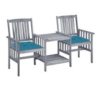 Vidaxl Chaises De Jardin Avec Table À Thé Et Coussins Acacia Solide Gris