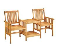 vidaXL Chaises de Jardin avec Table à Thé Salon de Jardin Mobilier de Balcon Bistrot Patio Terrasse Extérieur 159x61x92 cm Bois d'Acacia Solide