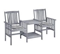 Vidaxl Chaises De Jardin Avec Table ¿¿ Th¿¿ Et Coussins Acacia Solide Gris