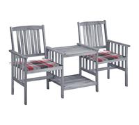 Vidaxl Chaises De Jardin Avec Table ¿¿ Th¿¿ Et Coussins Acacia Solide Gris