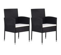 Vidaxl Chaises De Jardin Coussins Blanc Crème 2pcs Noir Résine Tressée
