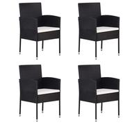 vidaXL Chaises de jardin coussins blanc crème 4pcs noir résine tressée, siège de jardin, chaise de balcon, chaise à dîner de 318707