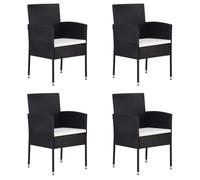 vidaXL Chaises de jardin coussins blanc crème 4pcs noir résine tressée, siège de jardin, chaise de balcon, chaise à dîner de 318727