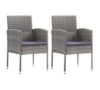 vidaXL Chaises de jardin coussins gris foncé 2 pcs résine tressée, siège de jardin, chaise de balcon, chaise à dîner de 318705