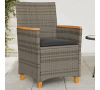 Vidaxl Chaises De Jardin Coussins Lot De 2 Gris Résine Tressée Et Bois