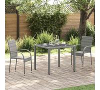 vidaXL Chaises de jardin empilables 2 pcs. Gris Poly Rattan