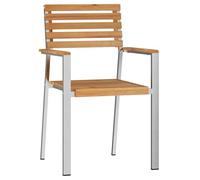 vidaXL Chaises de Jardin empilables 2 pièces en Bois Massif Teck et Acier Inoxydable