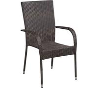 2x Chaise d'Extérieur Empilable Résine Tressée Marron Chaise de Jardin vidaXL
