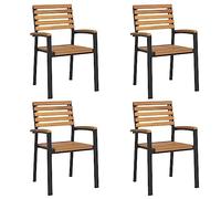 vidaXL Chaises de jardin empilables 4 pièces Acacia massif et métal H. 87 cm