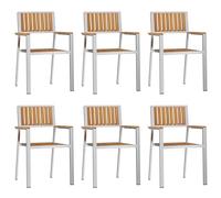 vidaXL Chaises de Jardin empilables 6 pcs 54.5x56x87 cm en Teck Massif