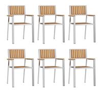Chaises De Jardin Empilables Vidaxl 6 Pcs 54.5x56x87 Cm En Teck Massif, Chaises De Jardin Empilables Vidaxl 4 Pcs En Teck Massif Et Métal, Chaises De Jardin Empilables Vidaxl 2 Pcs En Teck Massif Et M
