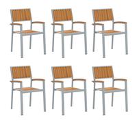 Vidaxl Chaises De Jardin Empilables 6 Pcs Gris Acier Et Bois D'acacia Massif
