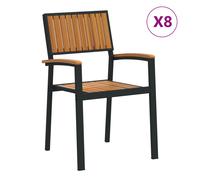 Vidaxl Chaises De Jardin Empilables 8 Pcs Acier Noir Et Bois D'acacia Massif