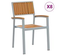 Vidaxl Chaises De Jardin Empilables 8 Pcs En Acier Gris Et Bois Massif D'acacia